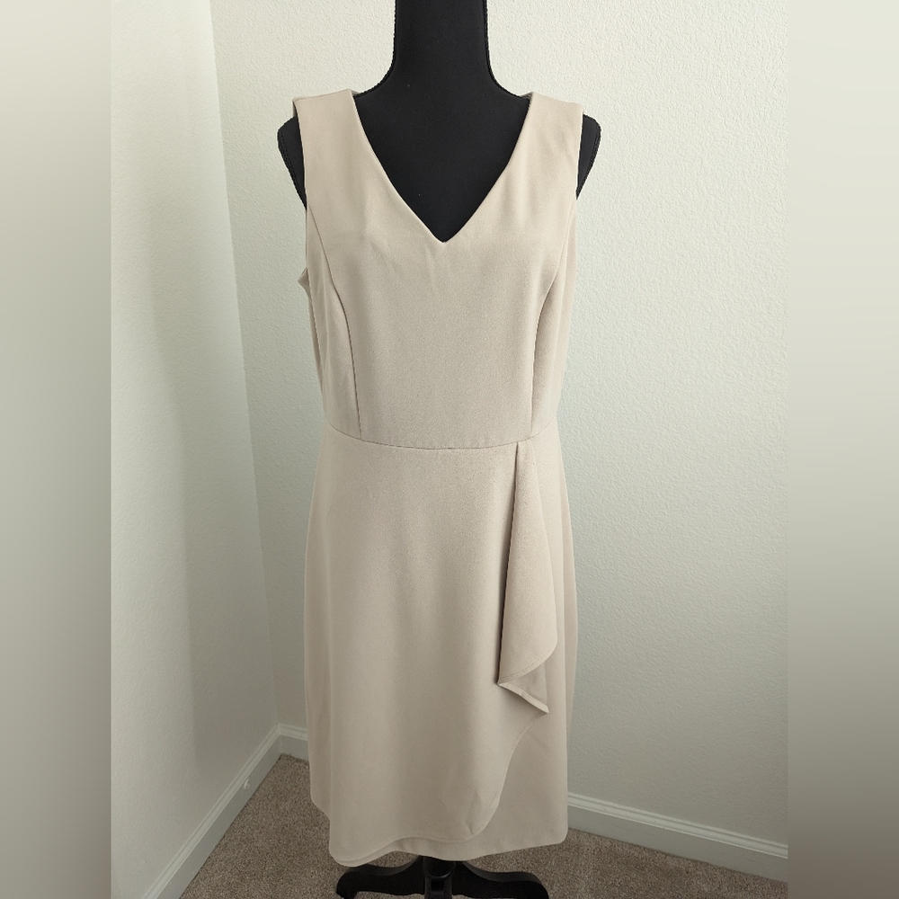 Beige Calvin Klein V Neck Dress Size 12